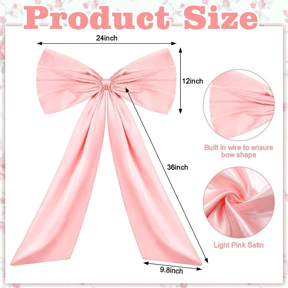 Large Bow Coquette Giant Ribbon Tie for Birthday Party Backdrop Wall Decor 61cm - Image 2 of 4