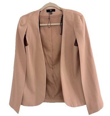 Missguided Cape Blazer Jacket Pink Open Front Stretch  Womens Sz 10 CorpCore NEW