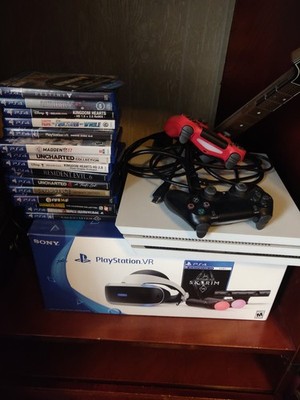Sony PS4 Pro Bundle + 15 Games + PSVR Skyrim + Guitar Hero + 2 Controllers