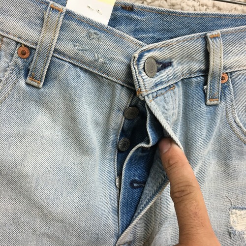 NEW Levis 501 Shorts 30 Womens Blue Premium Denim Distressed Cut Off Button Fly - Picture 4 of 16