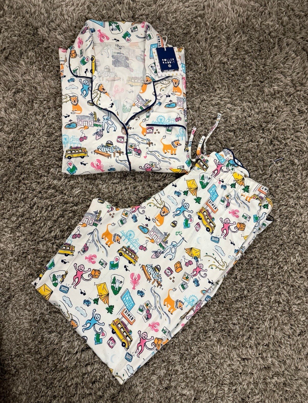Roller Rabbit x Target Road Trip Print Pajama Set  2 piece  XS🩷🩵 New