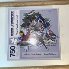 Bits And Pieces Shaped Puzzle 750   “Winter Bird Feeder” Complete