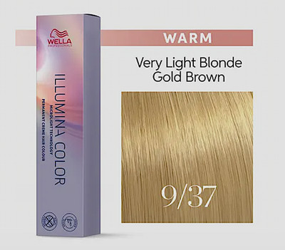 WELLA ILLUMINA PERMANENT HAIR COLOR 9/37-9/GW: VERY LIGHT BLONDE GOLD. NIB.