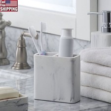 Faux Marble Toothbrush Holder Resin Organizer Bathroom Vanity  Makeup Brushes