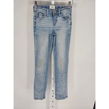 BKE Girls Sz 10 Adjustable Waist Light Wash Blue Jeans Straight Leg