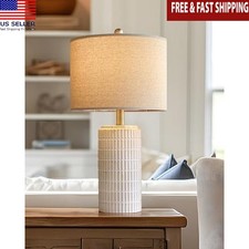 23Inch Beige Bedside Table Lamp Modern Design Nightstand Lighting Home Decor