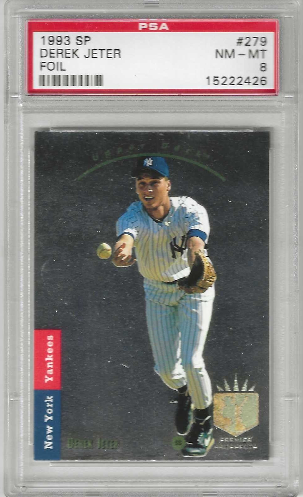 HOF Derek Jeter 1993 SP #279 RARE TYPE FOIL ROOKIE CARD PSA 8 NICE! 1996 ROY