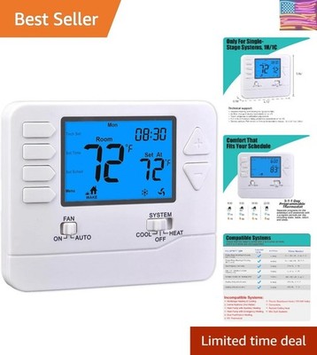 5-1-1 Day Programmable Thermostats for Home 1 Heat/ 1 Cool Conventional Singl...