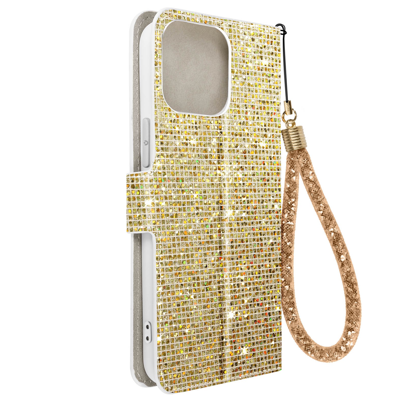 Housse iPhone 14 Pro Max Glitter dorée idéale pour vos sorties et soirées