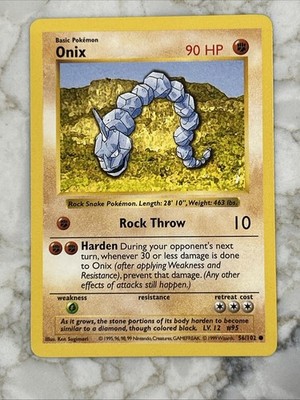 Onix　イワーク● シャドウレス　Shadowless　ウィザーズ Onix 56/102 Shadowless 1st Edition Base Set Pokemon Card | eBay