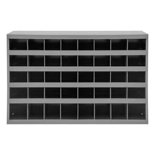 DURHAM MFG Pigeonhole Bin Unit - 40 Bins, Gray Powder Coated Steel, 33 3/4" W