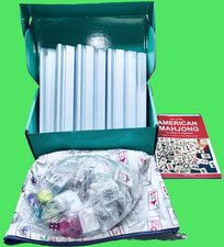 Large Thin 1.41" x 1" x 0.15" 160 Tiles Mahjong Set 4 Racks White Carrying
