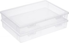Clear Plastic Storage Box with Flap Lid, Multipurpose Craft Organizers and