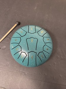 6" Steel Tongue Meditation Drum 11 Notes, Green, Percussion Instrument