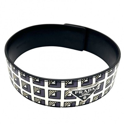 PRADA Prada Choker Triangle Logo Accessory Leather 2IC046 Black