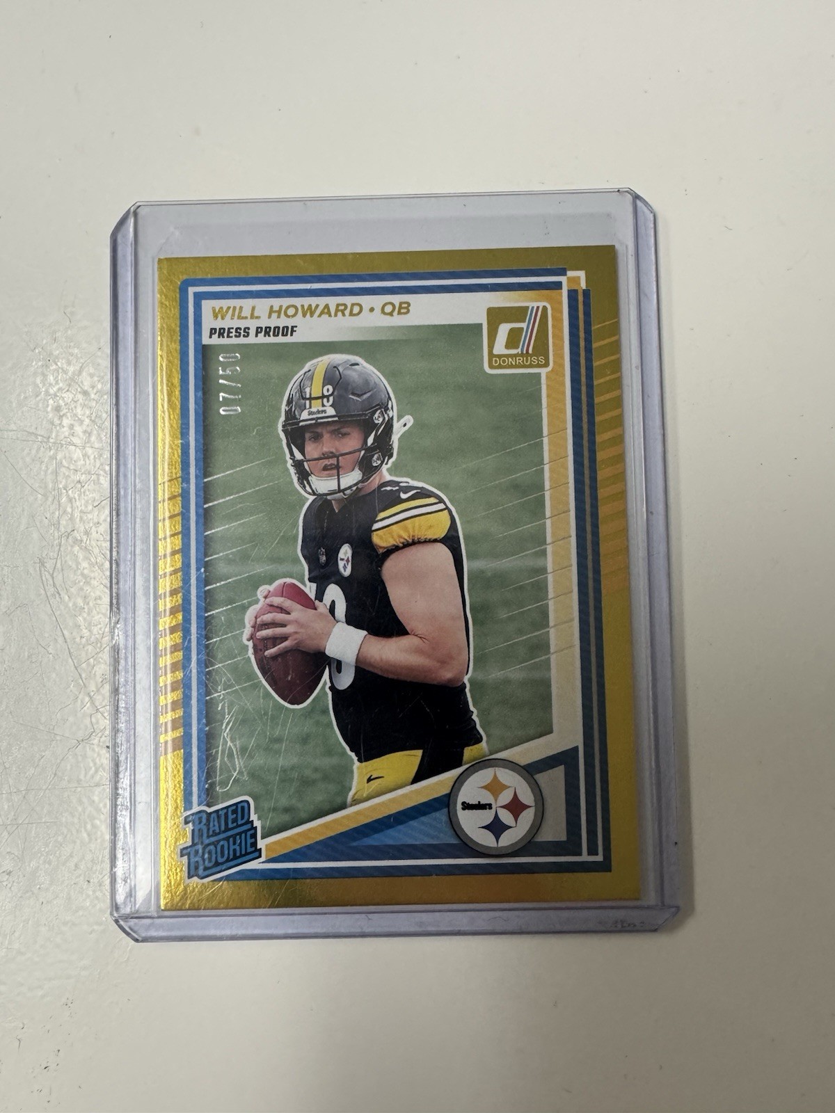 2025 Panini Donruss - Rated Rookie Will Howard #309 Press Proof Gold /50 (RC)