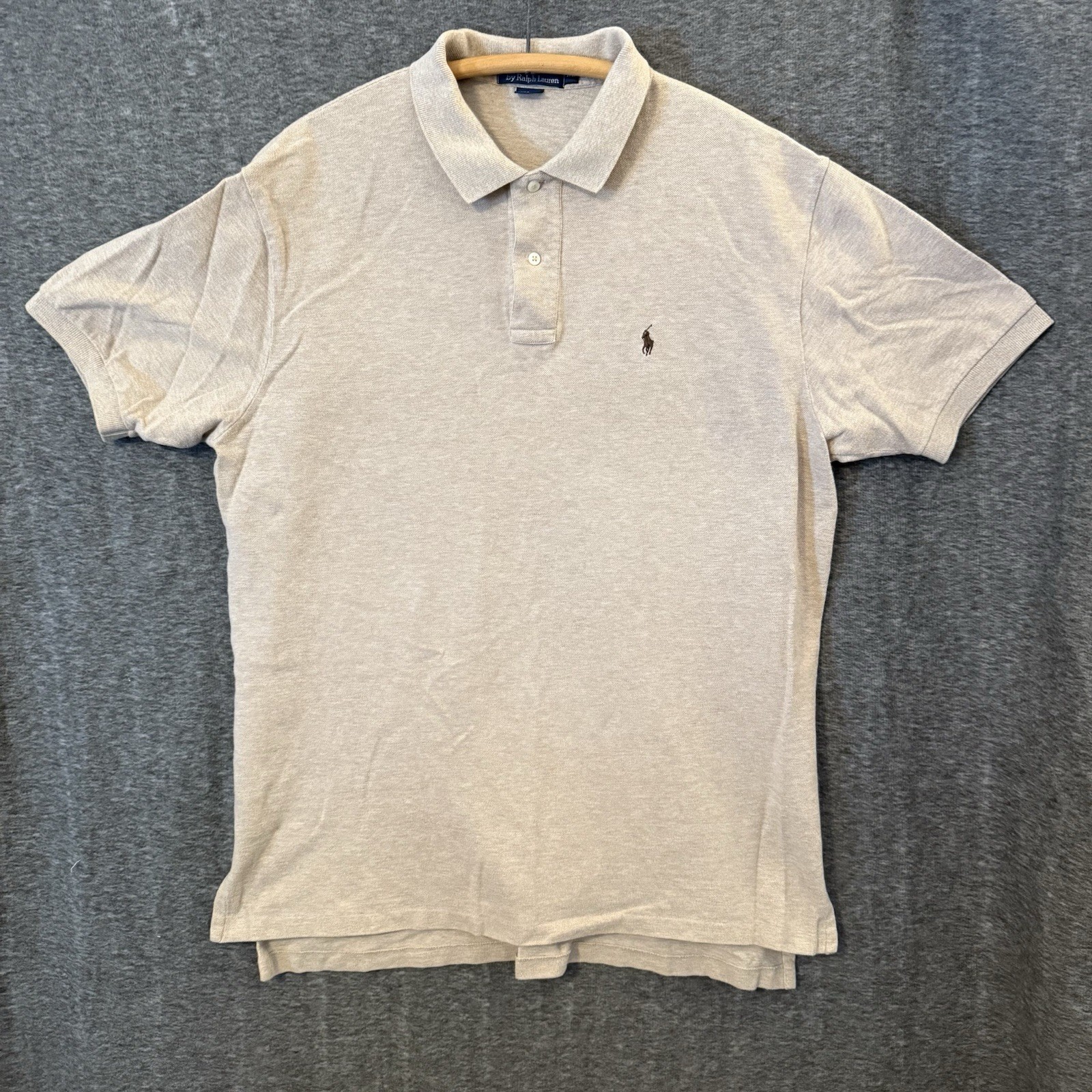 PONY Polo Ralph Lauren Uomo XL Golf Camicia Marrone Cammello con Cavallo Marrone