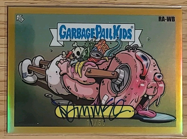 2024 Garbage Pail Kid Chrome 7 Base Rory McQueen Gold Auto RA-WB Wheel Barry /50