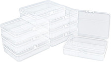 8-Pack Rectangular Plastic Storage Containers Box with Hinged Lid for Beads and
