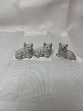 3 Japan Minitaure Figurine Porcelain White Puppy Dog Corgi