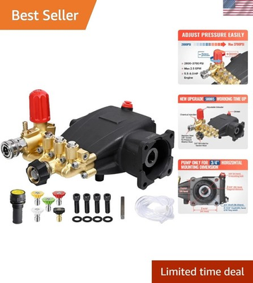 #ad Horizontal Triplex Pressure Washer Pump 3 4quot; Shaft 2800 3700 PSI @ 2.5 GPM 5 ... $316.50