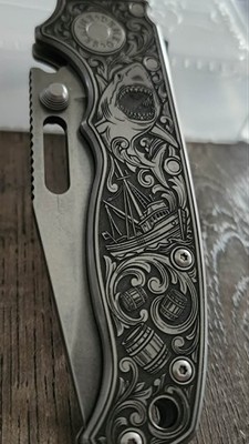 Demko AD20.5 JAWS Theme Double sided Engraving -Relief Engraved - Complete knife