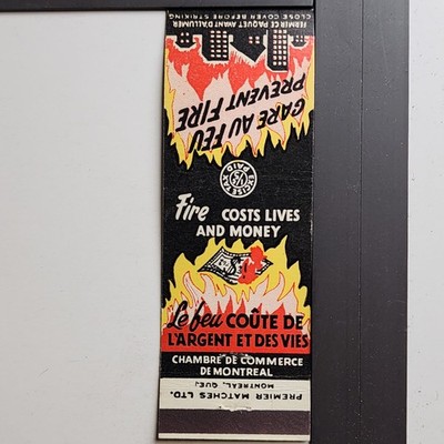 Chambre de Commerce de Montreal Vintage Fire Prevention Matchbook