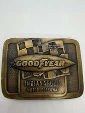 PEWTER VINTAGE 1977 GOODYEAR INDIANAPOLIS MOTOR SPEEDWAY BELT BUCKLE