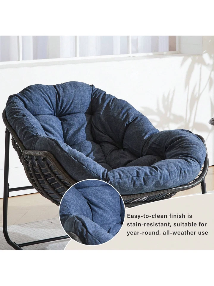 Mecedora Huevo de ratán de gran tamaño con cojín interior exterior Papasan Foto 2 de 4