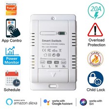 Tuya WiFi 20A Smart Switch Circuit Breaker APP Remote Control Power Monitor