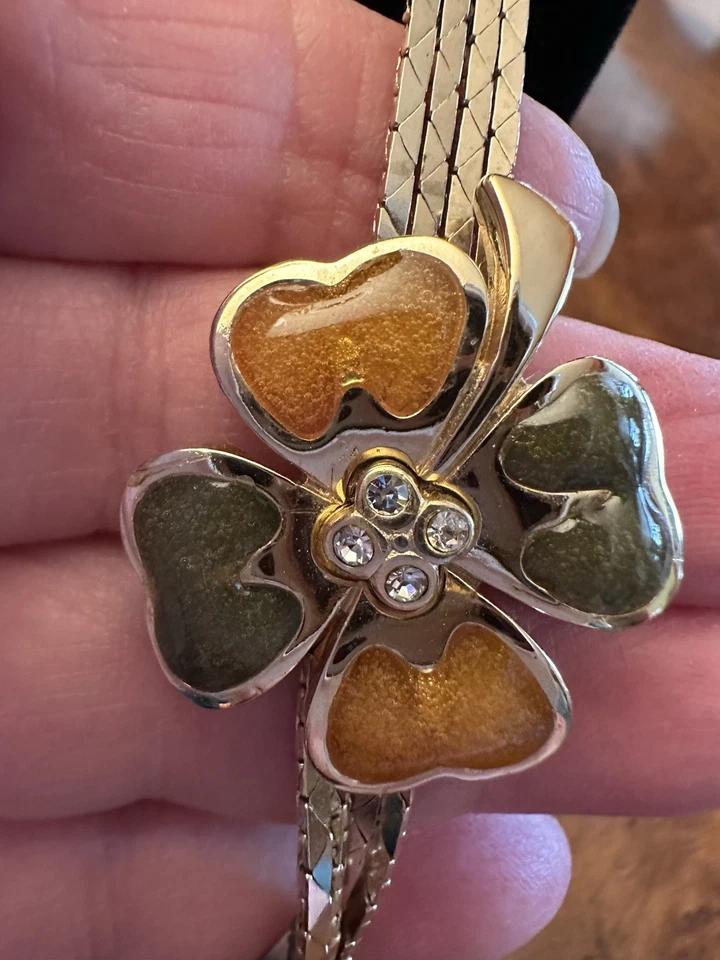 COLLAR COLGANTE VINTAGE CHRISTIAN DIOR TONO ORO FLOR PEDRERÍA HECHO EN ALEMANIA Foto 3 de 4