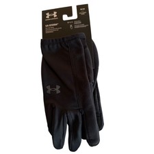 Under Armour UA Storm Run Liner Gloves Black Tech Touch ColdGear Kids Medium M