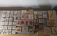 62x Wooden Block Rubber Stamps Bundle Christmas Themed Cards Crafts Ink Art