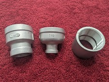 (3) Stainless 304 NPT threaded SS 304 Reducers and Coupling NEW/UNUSED