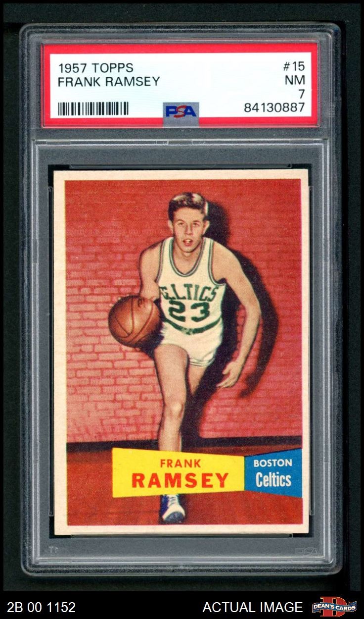 1957 Topps #15 Frank Ramsey Celtics DOUBLE-PRINT RC HOF Kentucky PSA 7 - NM