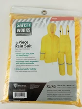 Safety Works Professional Yellow 3 PC Rain Suit SW44336  2XL  New