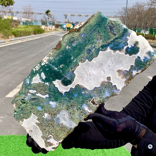 5.55LB Natural Moss agate slab Crystal Quartz Mineral Decorate Energy Healing - Picture 19 of 24