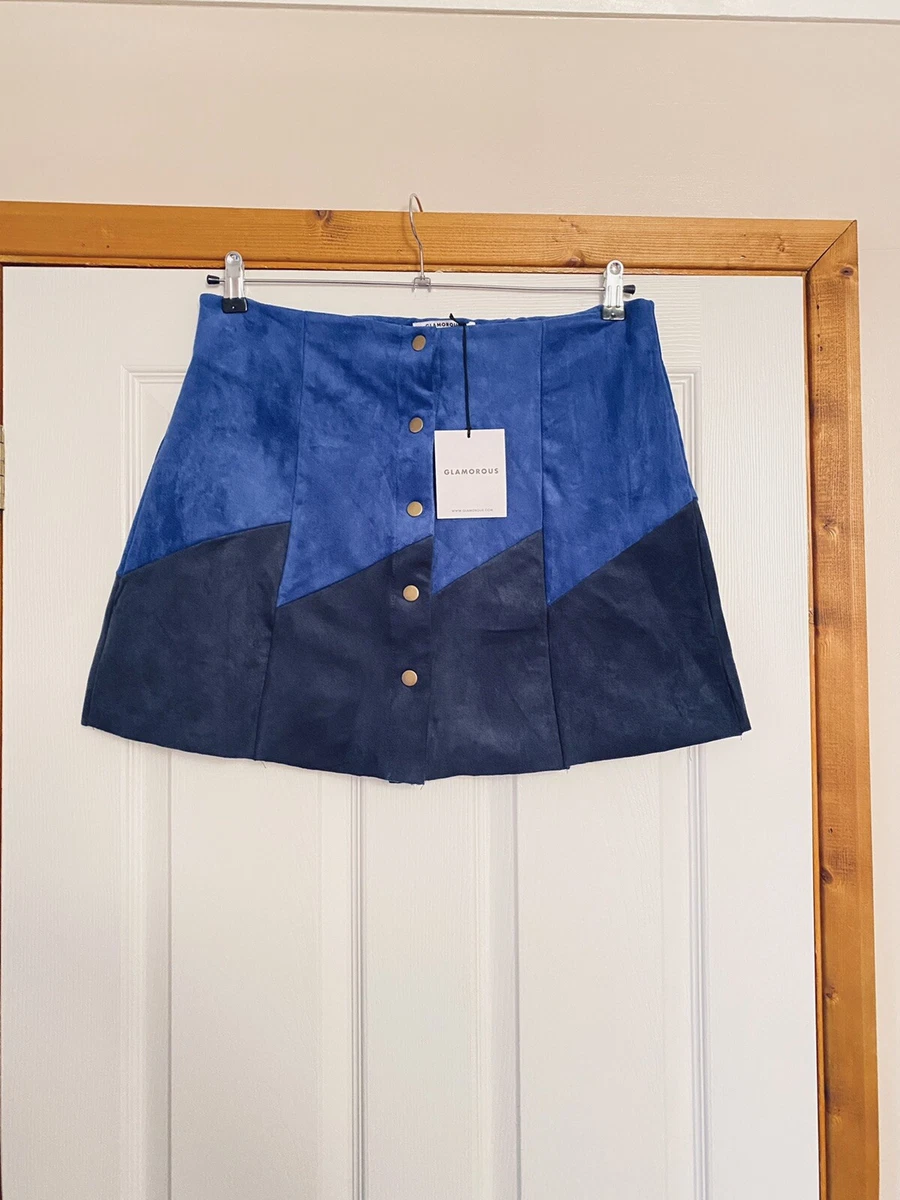 NEW LADIES GLAMOROUS FAUX SUEDE BLUE SHORT SKIRT UK 14 BNWT eBay