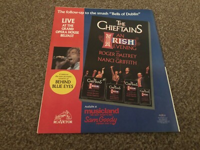 RSM22 ADVERT/PICTURE 12X10 THE CHIEFTAINS : AN IRISH EVENING WITH ROGER DALTRY