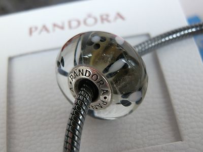 SELTENE PENSIONIERTE ECHTE PANDORA XL SCHWARZE BLÜTEN MURANO -790752 - IDEALES GESCHENK