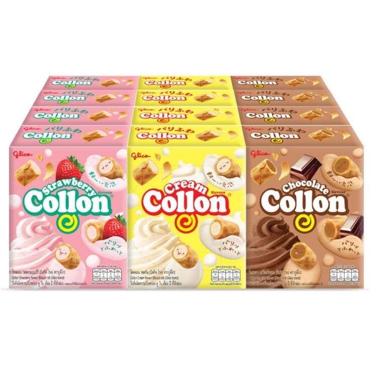 10-12 Pcs Glico Collon Biscuit Roll with Cream Chocolate