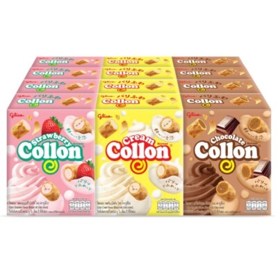 10-12 Pcs Glico Collon Biscuit Roll with Cream Chocolate