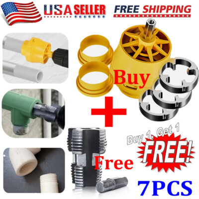 7PCS Electric Drill Compatible PVC Pipe Threader Kit with Various Die Sizes USA