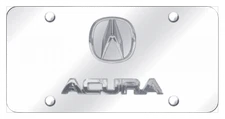 Acura 3D 'No Fill' Chrome Logo on Mirror Chrome License Plate Official Licensed