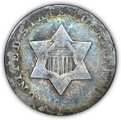 1851 Three Cent Silver Trime Choice Good G+ Coin #18909