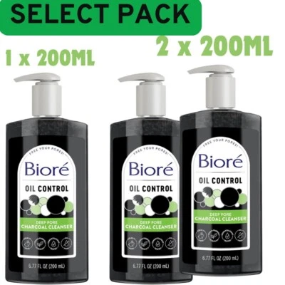 Biore Deep Pore Charcoal Cleanser - 200ml for Clear, Fresh Skin