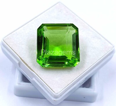 NATURAL CERTIFIED 34 CT EMERALD CUT LIGHT GREEN COLOR PERIDOT LOOSE GEMSTONE EKP