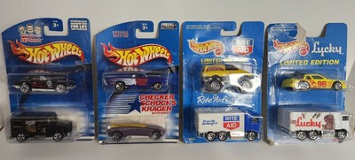 Hot Wheels Lot of 2 Car Packs Limited Edition Pep Boys, Lucky, Rite Aid, Kragen