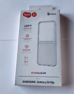 NEW OEM Tech21 EVO CLEAR Case for Samsung Galaxy Z5 Flip Z Flip5 in Retail Pkg