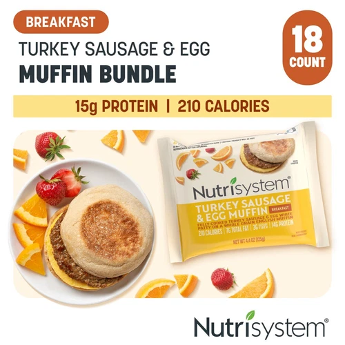 18 Count Nutrisystem Turkey Sausage & Egg Frozen Muffins Lot Breakfasts Lunches - Picture 1 of 7